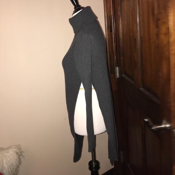 Express Diagonal Turtleneck Sweater w/ Side Slits - Picture 2 of 4