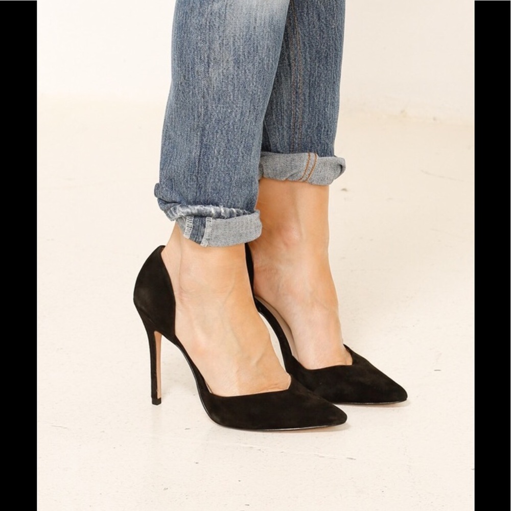 Zara Pointed Toe Woman Black Suede Heels 9