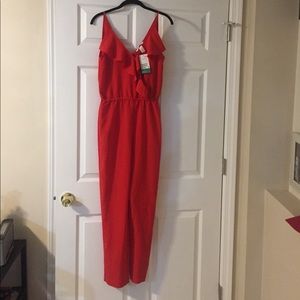 H & M Red ruffle pants romper