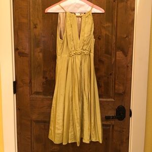Sleeveless Chartreuse Silk Dress