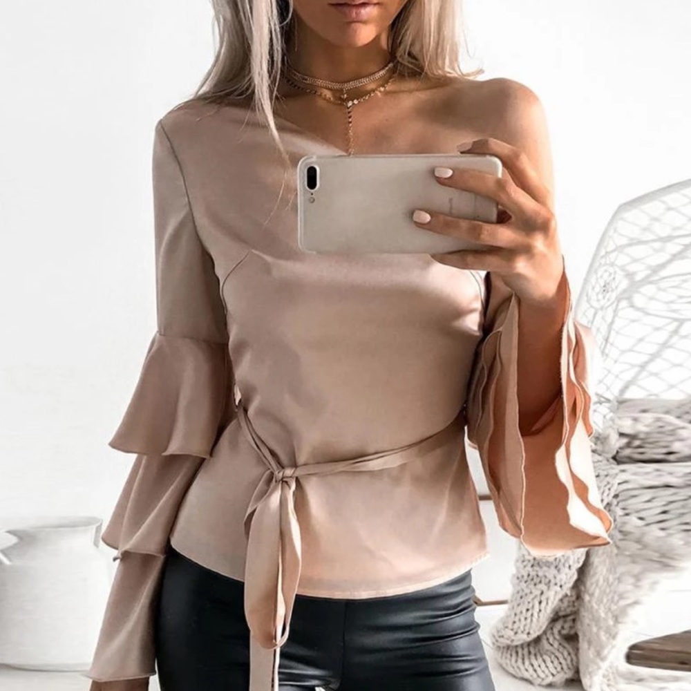 Beautiful Off Shoulder Ruffle Sleeve Top