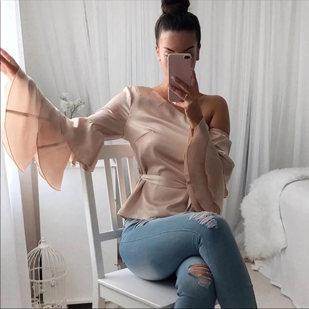 Beautiful Off Shoulder Ruffle Sleeve Top - Picture 3 of 3