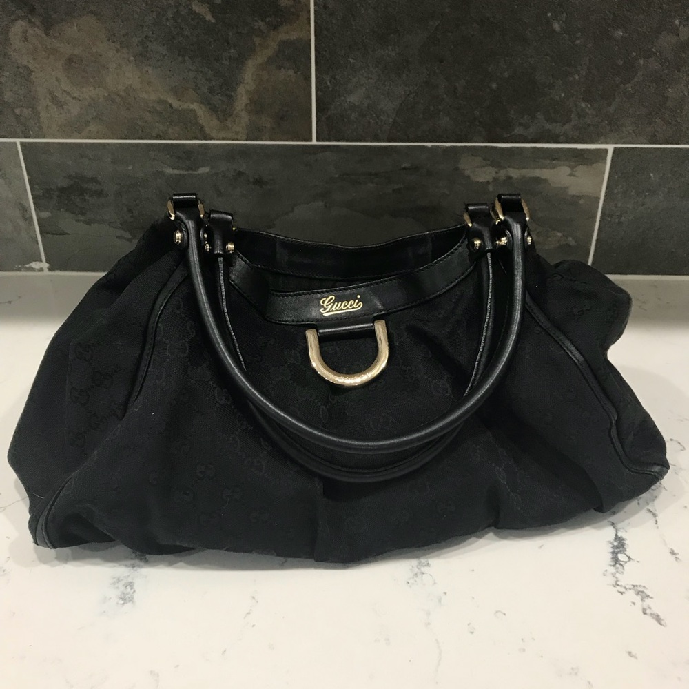 Authentic Gucci "GG" canvas large hobo