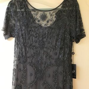 Grey Beaded Evening Gown