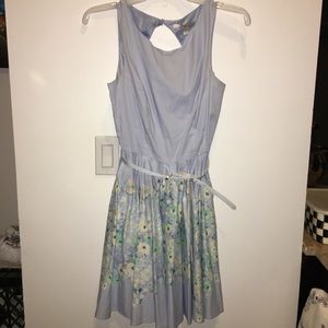 Lauren Conrad Light Blue Keyhole Dress w/ Flowers