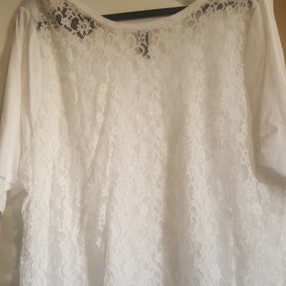 NEW W TAGS Lane Bryant 22/24 white lace tee - Picture 3 of 3