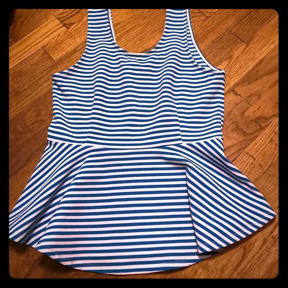 Ya Blue and White Poplin top