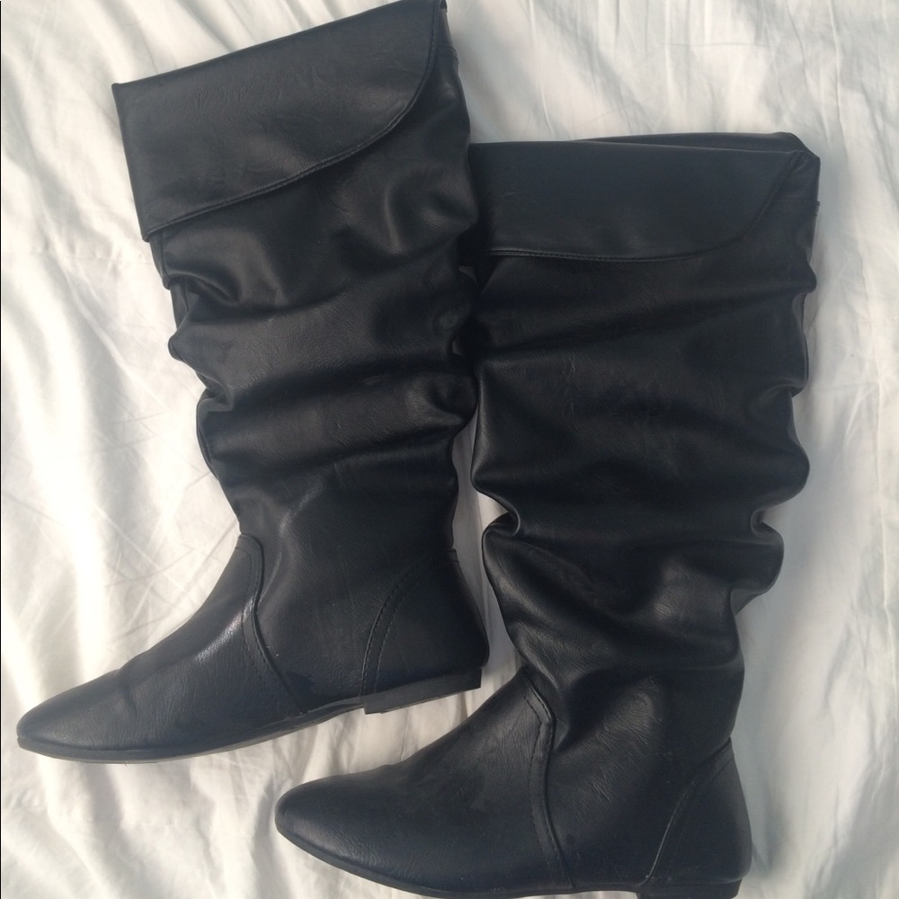 Black leather boots