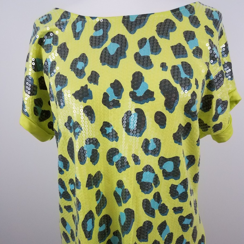 Inspired Style lime green print top size S P