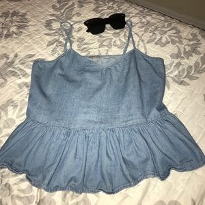 Chambray peplum top
