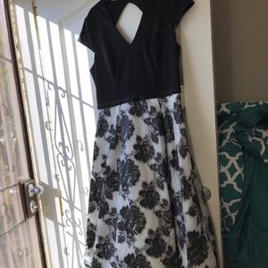 Black and White Floral Evening Gown