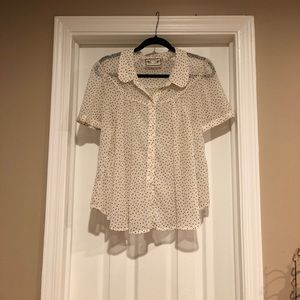 Sheer Anthropologie babydoll blouse