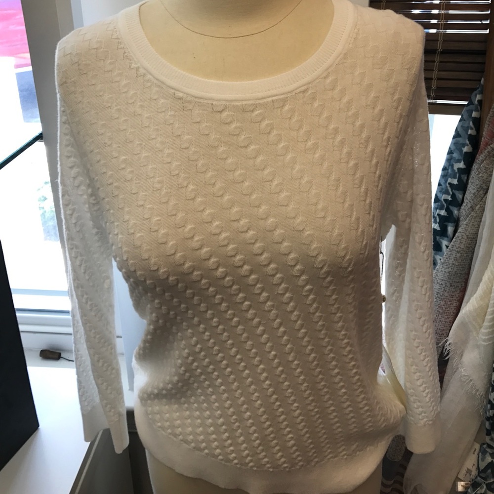 Margaret O'Leary bubblestitch, white sweater, NEW!