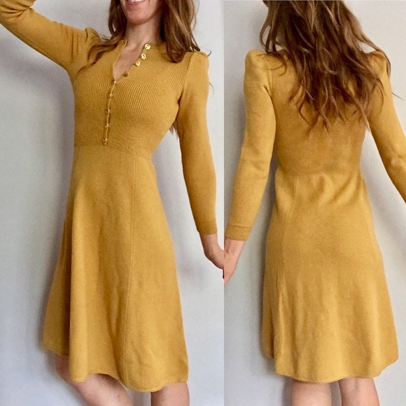 mustard color sweater dress