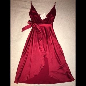 Red satin dress