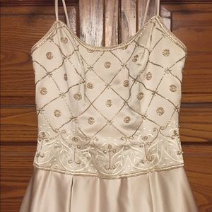 Beaded floor-length gown with train