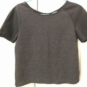 Faux leather sleeved knit top, Express size small