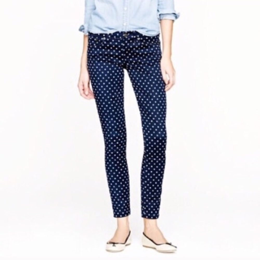 J CREW polka dot toothpick jeans
