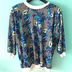 Vintage Vibrant Floral Sweater Blouse