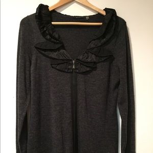 Zipper Cardigan with ruffle