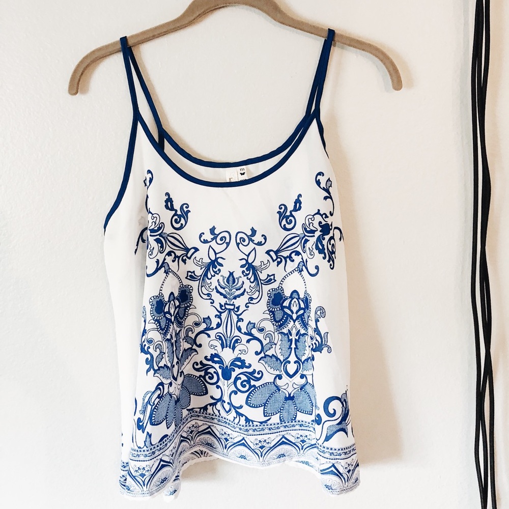 A blue tank top