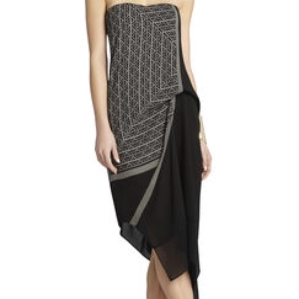 BCBG Max Azria-Arieta Black and White Scarf Dress