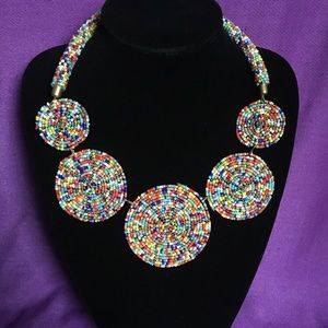 Multi pendant handmade beaded necklace