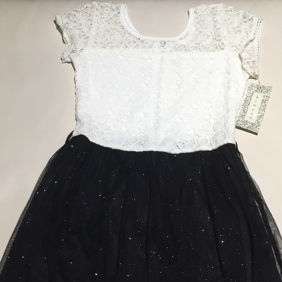 NWT elegant white and black girls size 12 dress - Picture 2 of 4