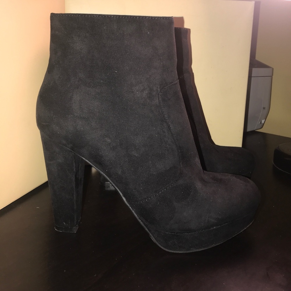 Black suede booties-original box- worn once
