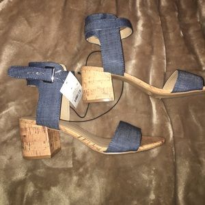 Denim heeled sandals