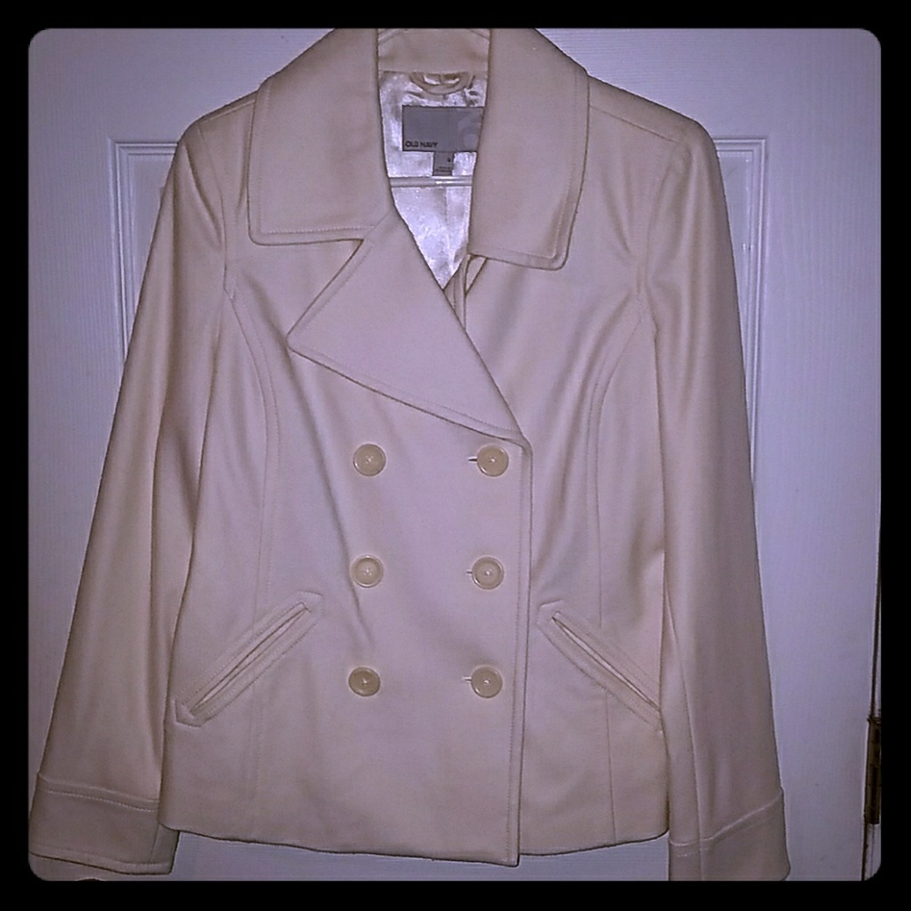 Cream colored peacoat