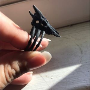 Rogue + the Wolf ring. 3D printed cattle skull