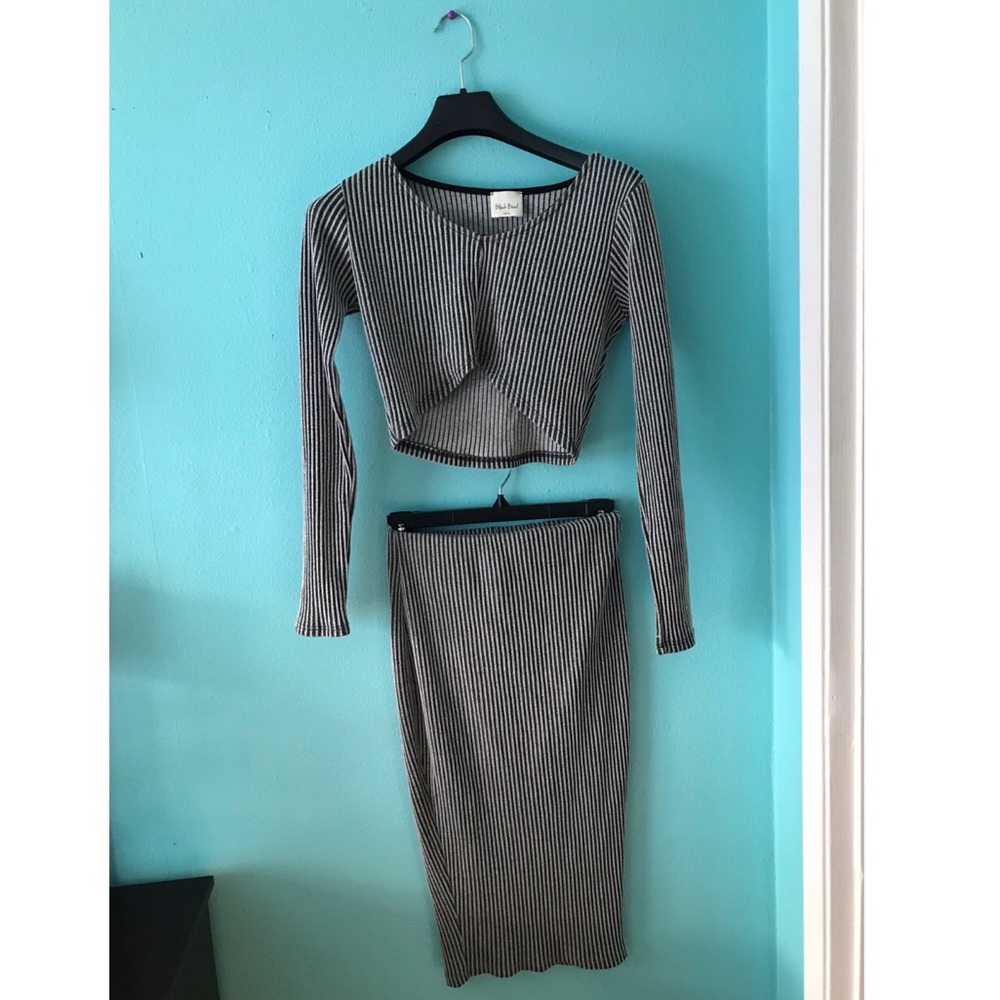 Gray Stripped 2 Piece Set