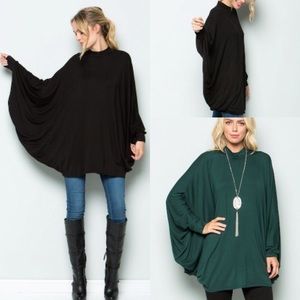 🖤Comfy black oversized crew neck poncho
