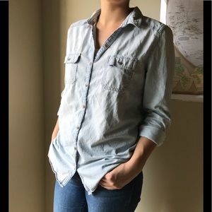 Rubbish light blue chambray button down shirt