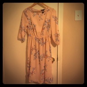 H&M pink floral cinch waste dress.