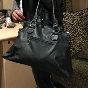 Black ruffled purse