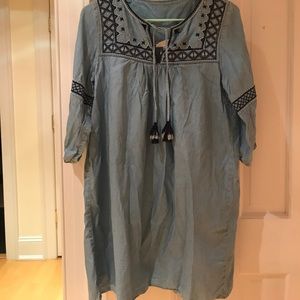 H&M LOGG embroidered denim tunic dress