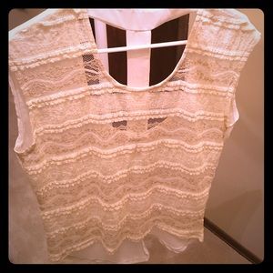 White and gold sheer/lace blouse