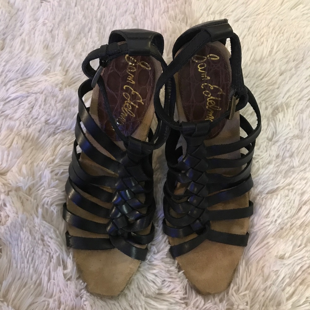 Sam Edelman Black Gladiator Wedge Sandels