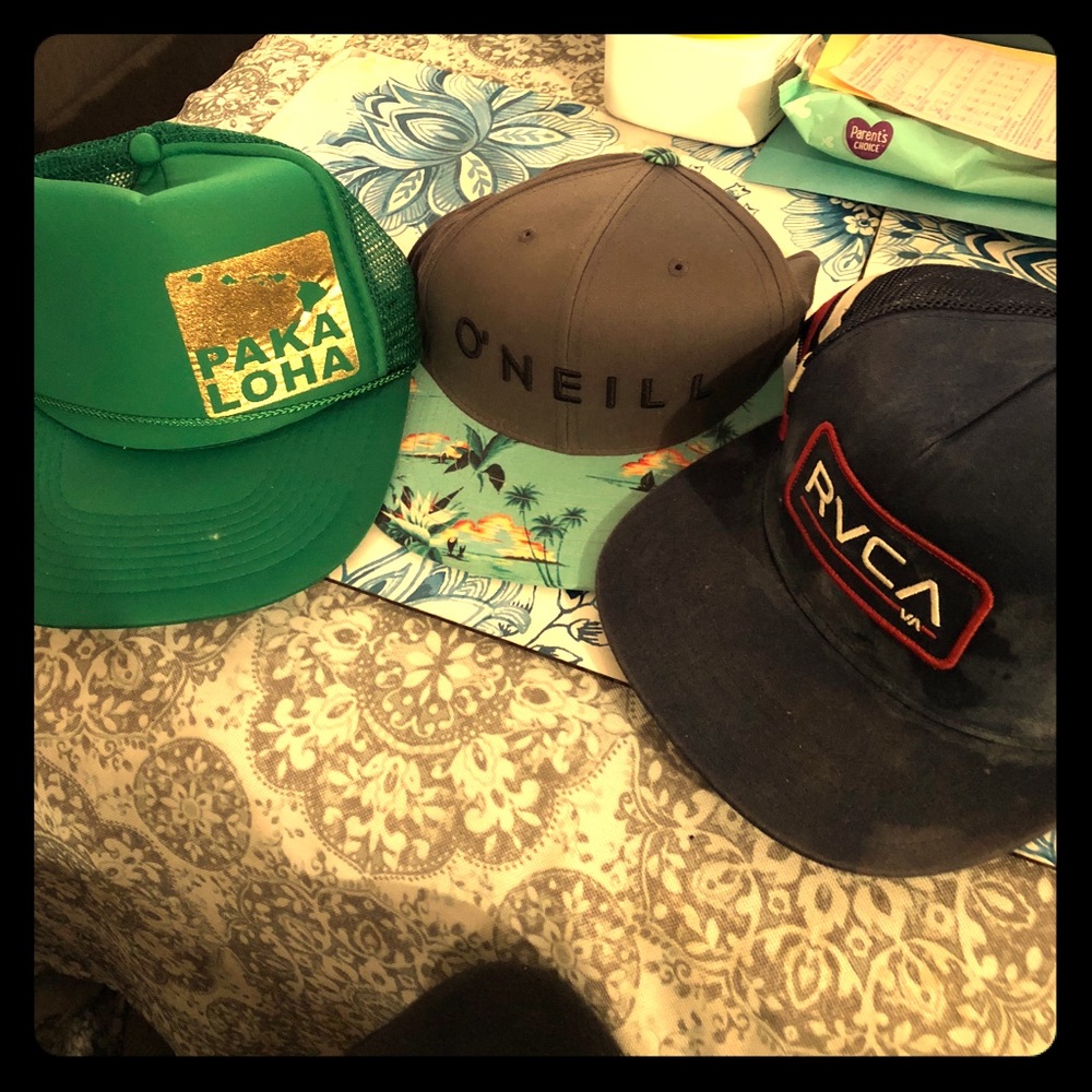 3 Hawaiian style snap back hats
