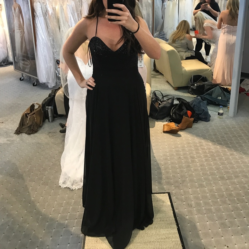 Black sequin chiffon dress