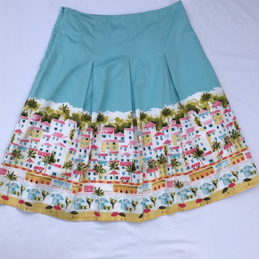 Talbots Beach Town Coastal Scene Skirt - Picture 2 of 6