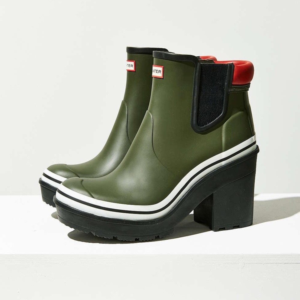 ISO: Hunter Block Heel Buoy Stripe Rain Boot
