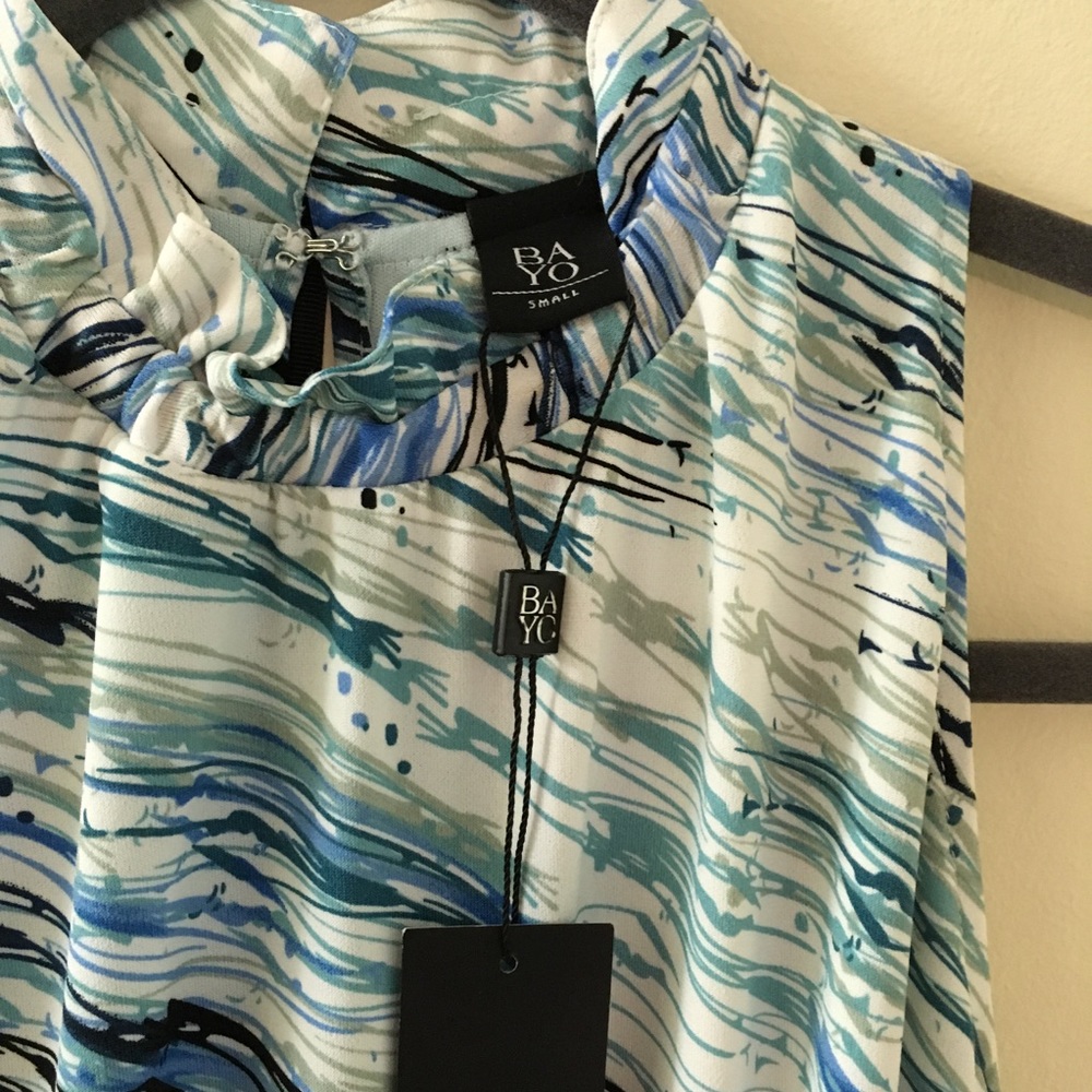 blue/white high neck shift dress - Picture 3 of 4