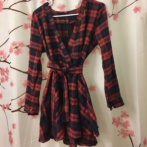 Stunning plaid wrap dress