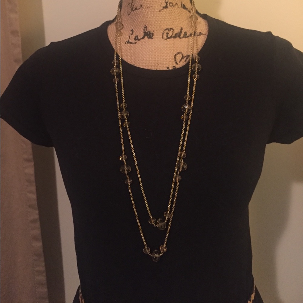 Gold-colored beaded necklace