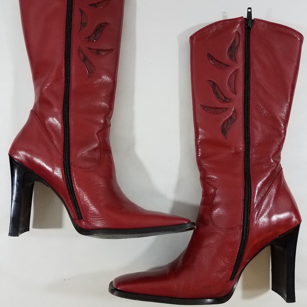 Charles David women's red leather boots size 6