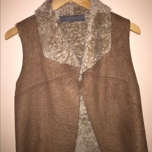 Brown faux fur vest