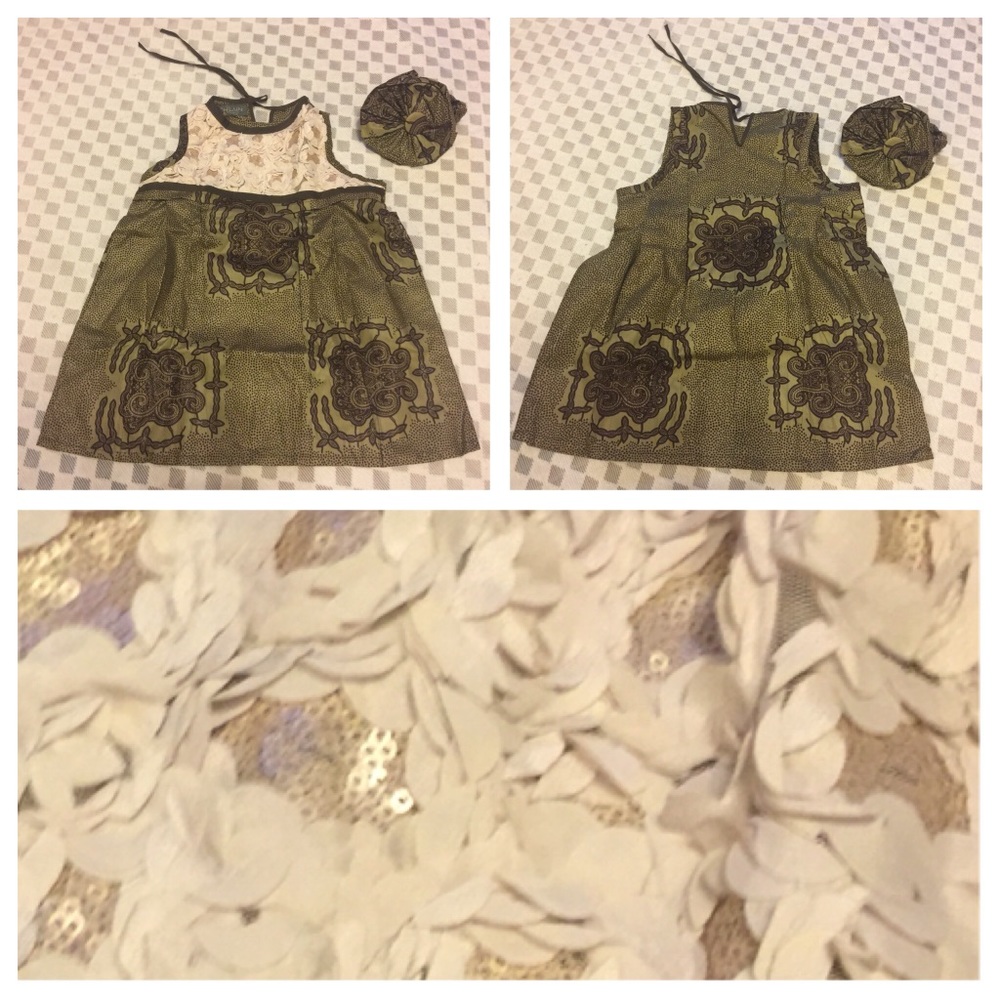 Beautiful African baby dress has headband with bow